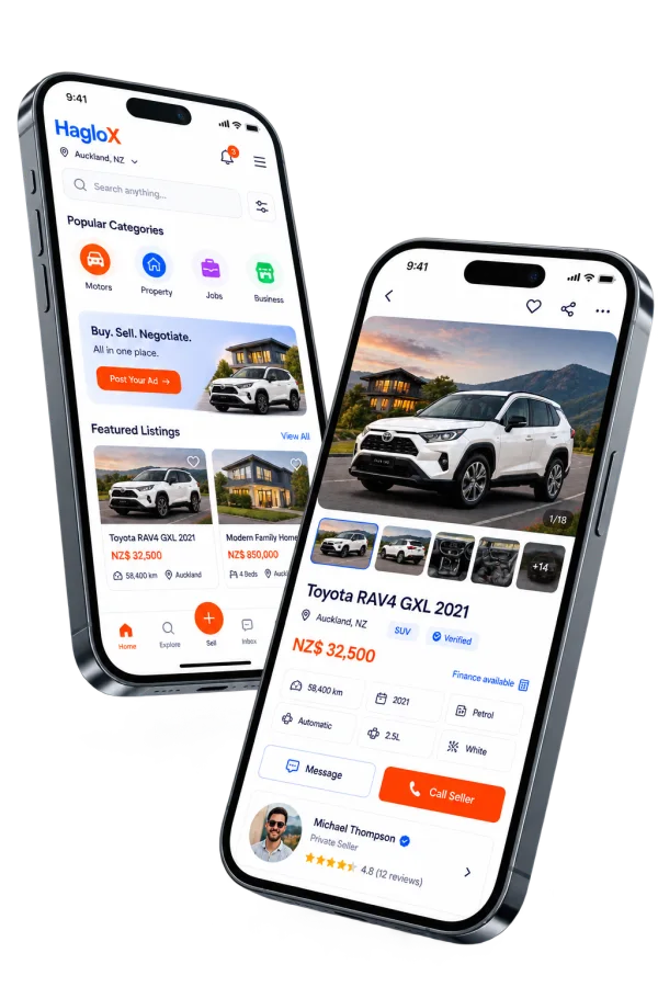 The HagloX app on two phones